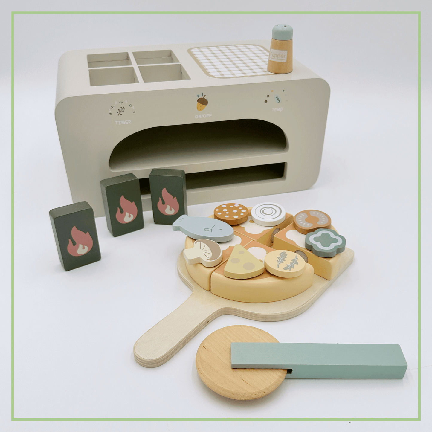 Montessori - Holz Pizzaofen Set