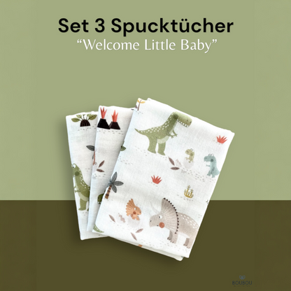 Set 3 Spucktücher "Welcome Little Baby"